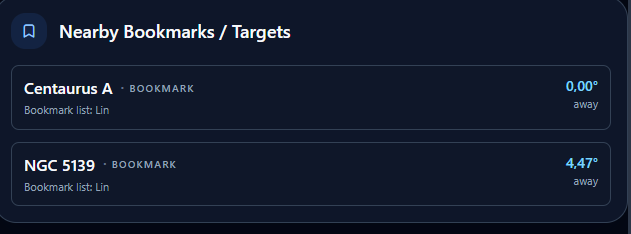 Nearby bookmarks and targets in modern view