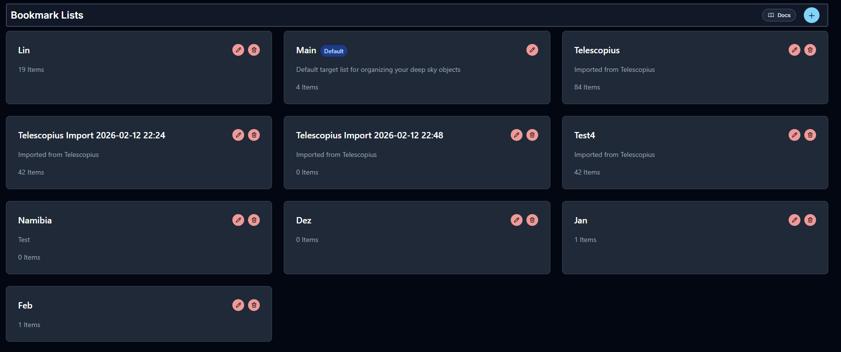 Manage bookmark lists