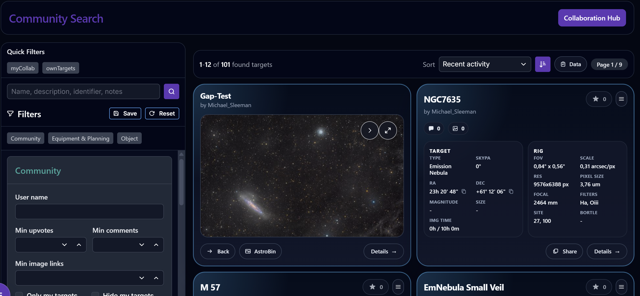 Community target search