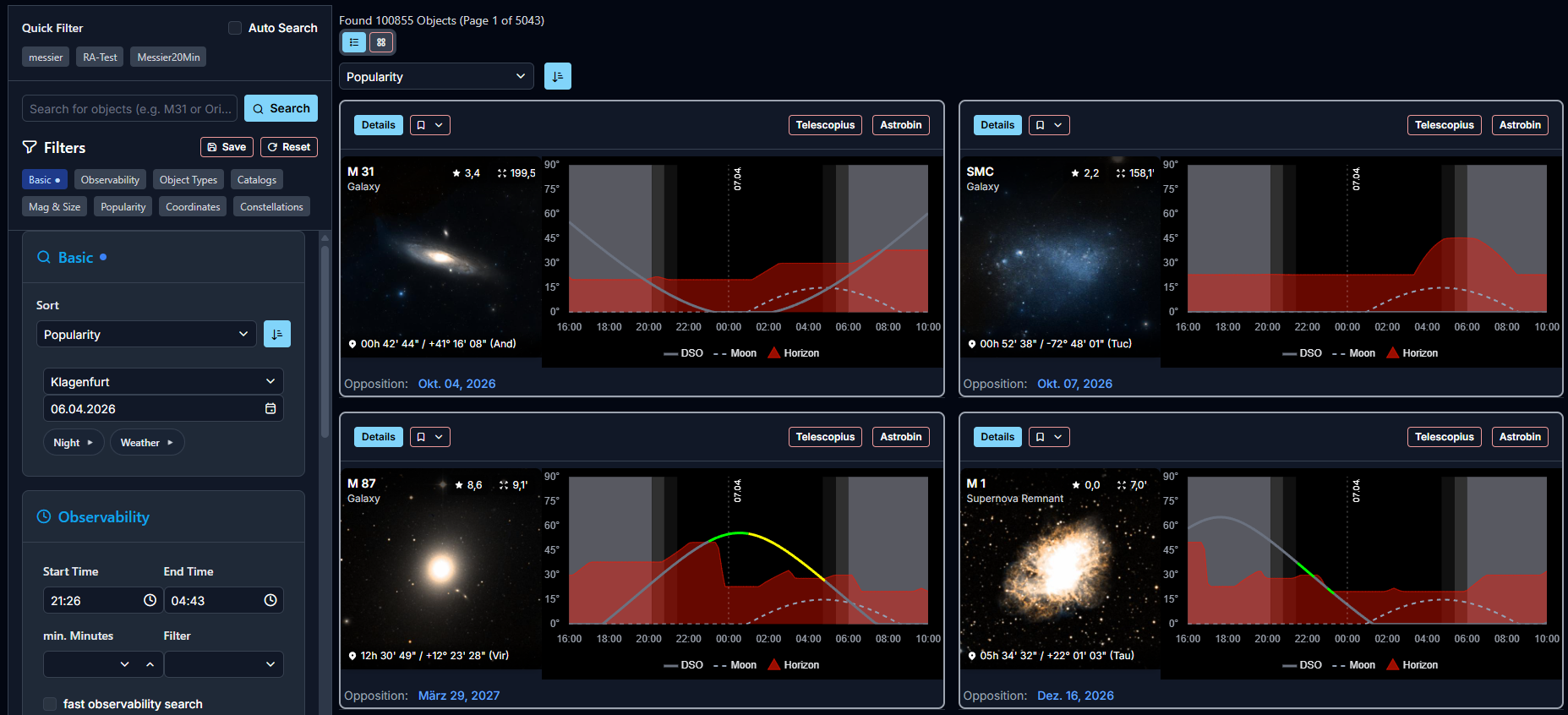 Deep Sky Objects overview