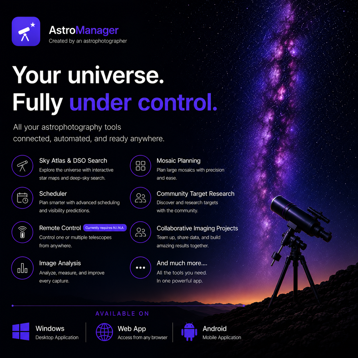 AstroManager landing graphic