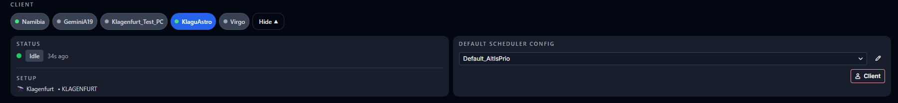 Remote Control client and status area