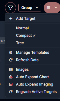 Target actions dropdown