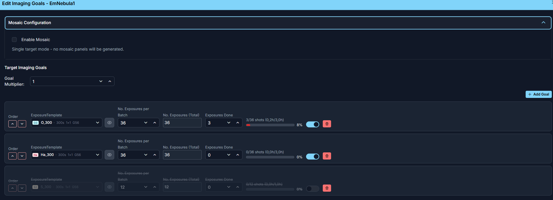 Editing imaging goals